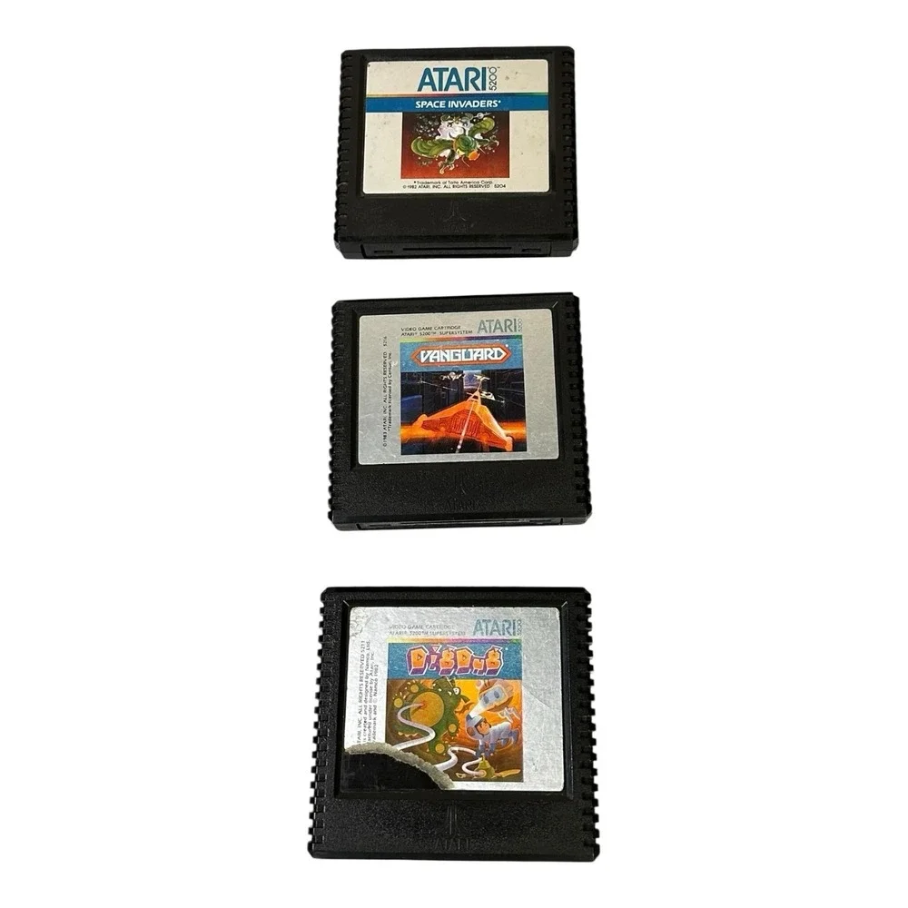 Atari 5200 Game Lot 9 TESTED Works Mario Bros Popeye Dig Dug Space Invaders Qix